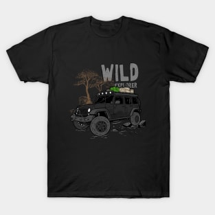 Wild Explorer Jeep - Adventure Black Jeep Wild Explore for Outdoor enthusiasts T-Shirt